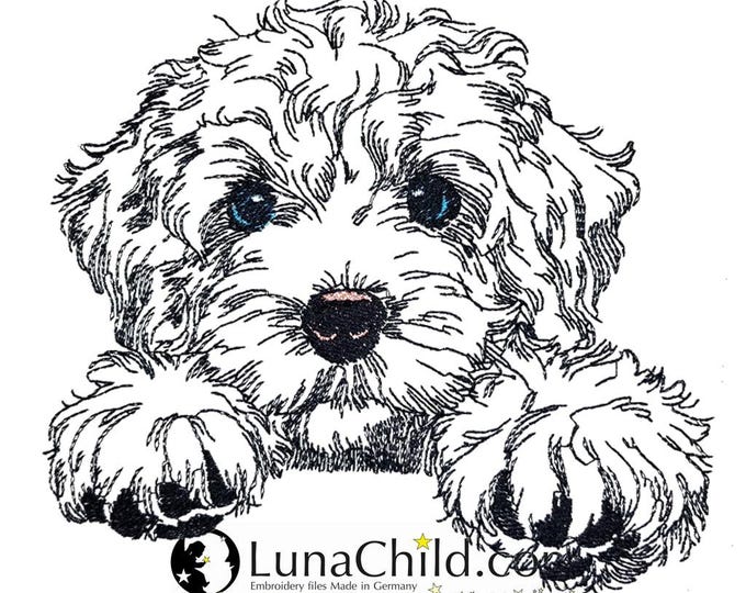 WENIGER STICHE - Stickdatei Cockapoo  "Funny" LIGHT - für Helle Stoffe -  Hund - LunaChild - in 10 Größen -