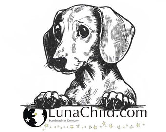 Embroidery file Dachshund "Izzy" dog realistic commercial use LunaChild