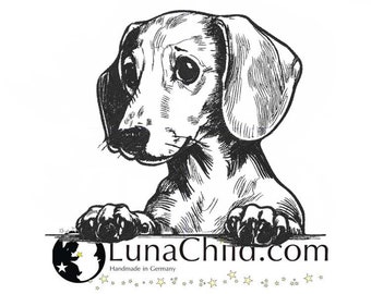 Embroidery file dachshund "Izzy" dog realistic commercial use LunaChild