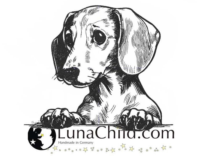 Embroidery file dachshund "Izzy" dog realistic commercial use LunaChild