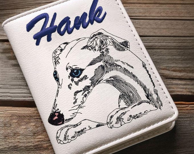 WENIGER STICHE - Stickdatei Windhund "Hank" LIGHT - für Helle Stoffe -  Hund LunaChild - 10 Größen -