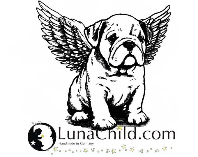 Stickdatei Englische Bulldogge mit Flügel "Linus" Hund realistisch kommerzielle Nutzung LunaChild