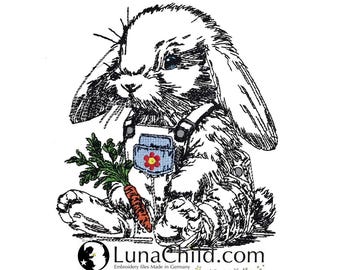 WENIGER STICHE - Stickdatei Hase "Albert" LIGHT - für Helle Stoffe - LunaChild - 7 Größen -