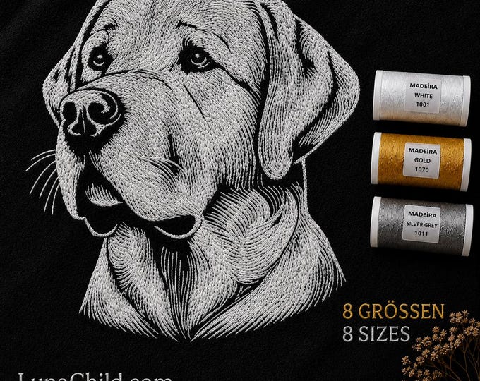 Labrador Embroidery File "Vince" – Labrador Design – 8 Sizes – LunaChild
