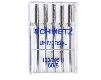 5 embroidery needles / sewing needles SCHMELZ size 60/8 130/705H universal flat shank