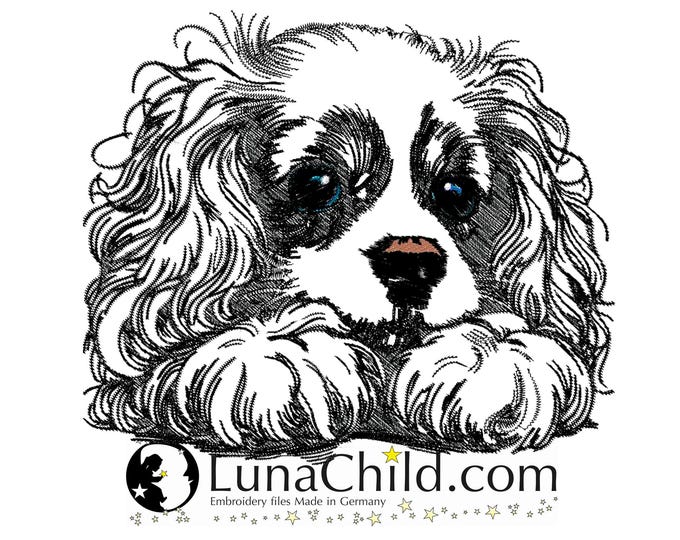 NEU Stickdatei King Charles Cavalier Spaniel "Marley"  Hund realistisch kommerzielle Nutzung LunaChild