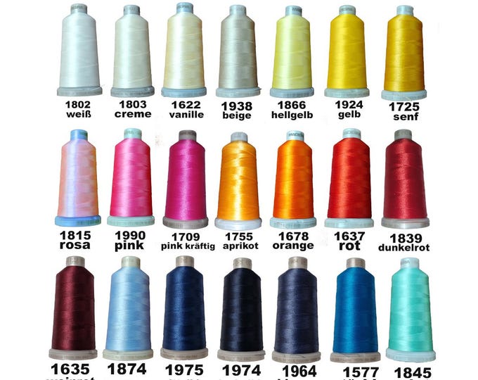 1 roll of machine embroidery thread thin fine size 60 MADEIRA 1500 m in 55 colors