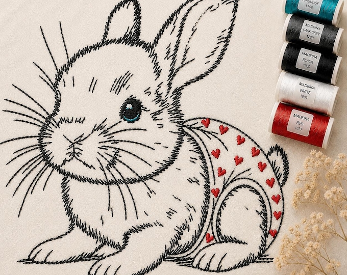 Stickdatei Hase „Hoppel“ LIGHT – Hase Stickmotiv - 10 Größen – LunaChild