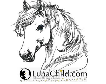 NEW Embroidery file foal horse head "Adonis" realistic commercial use LunaChild