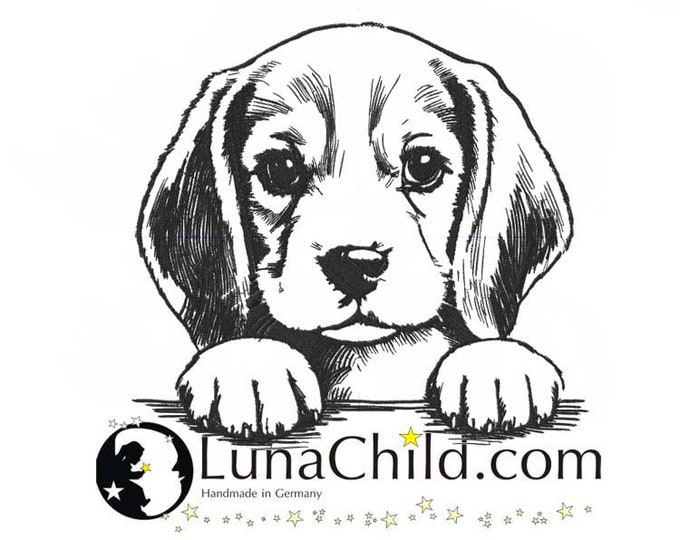 Stickdatei Beagle Welpe  "Tim" Welpe Hund spähend realistisch kommerzielle Nutzung LunaChild