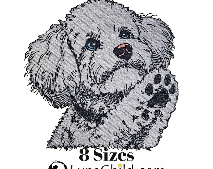 Stickdatei - Vollstick - Pudel "Farly" - Für helle & dunkle Stoffe - 8 Größen - Hund - Poodle Embroidery Design - LunaChild