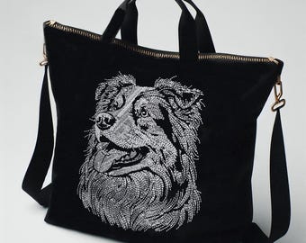 Stickdatei - weniger Stiche - LIGHT - Australian Shepherd "Isaac" - Hund - für dunkle Stoff - 10 Größen - LunaChild