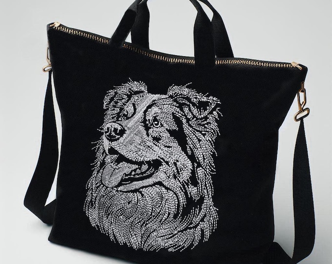 Stickdatei - weniger Stiche - LIGHT - Australian Shepherd "Isaac" - Hund - für dunkle Stoff - 10 Größen - LunaChild