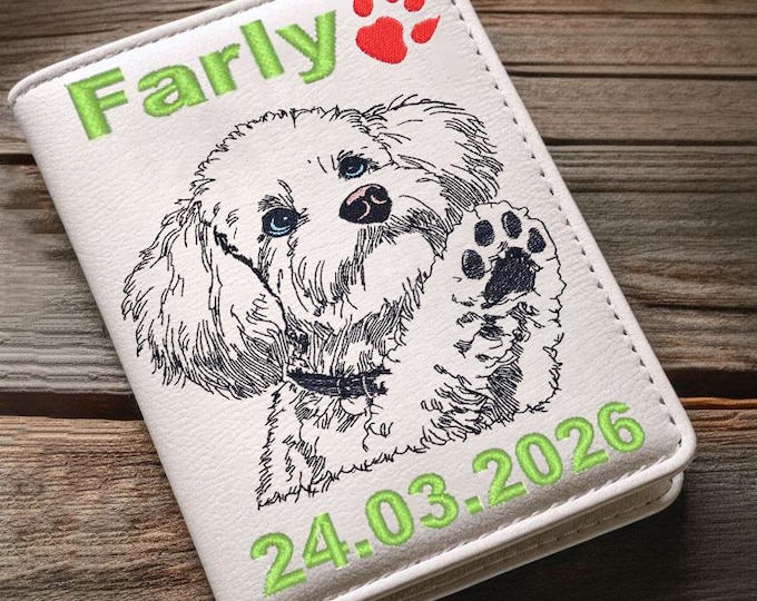 WENIGER STICHE - Stickdatei Pudel "Farly" LIGHT - für Helle Stoffe - Embroidery design poodle "Farly"  Hund - 10 Größen - LunaChild