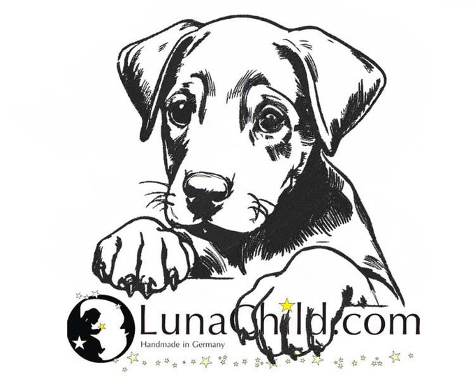 Stickdatei Dobermann Welpe "Sammy" Hund spähend realistisch kommerzielle Nutzung LunaChild