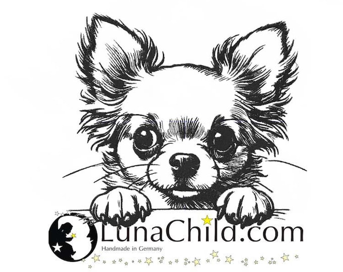 Stickdatei Chihuahua langhaar "Juna" Welpe Hund realistisch kommerzielle Nutzung LunaChild