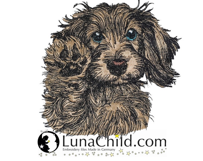 NEU Stickdatei Applikation Rauhaardackel "Amanda" kommerzielle Nutzung LunaChild Hund Apli