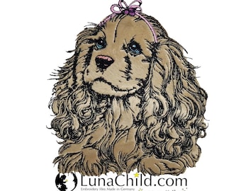 Stickdatei - Applikation Cocker Spaniel Mädchen "Gloria" - für helle & dunkle Stoffe - LunaChild - Hund