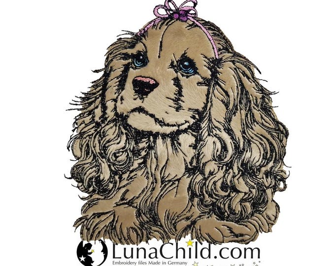 Stickdatei - Applikation Cocker Spaniel Mädchen "Gloria" - für helle & dunkle Stoffe - LunaChild - Hund