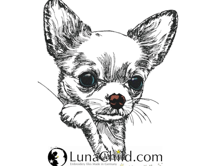 NEU Stickdatei Chihuahua kurzhaar "Bella" Hund realistisch kommerzielle Nutzung LunaChild