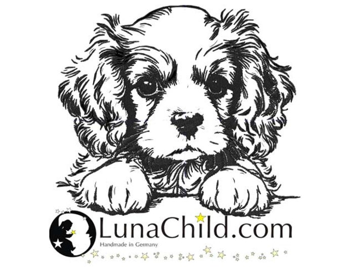 Embroidery file Cavalier King Charles Spaniel puppy "Oskar" dog realistic commercial use LunaChild