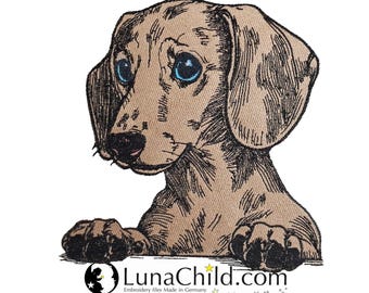 Stickdatei - Vollstick - Dackel "Izzy" - Für helle & dunkle Stoffe - Hund - LunaChild