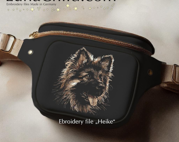 Embroidery file - COMPLEX - German Longhaired Shepherd Puppy "Heike" - Dog - for dark fabrics - LunaChild