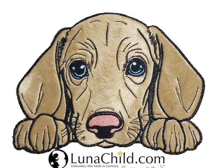 Stickdatei - Applikation Dackel Welpe "Mika" - für helle & dunkle Stoffe - in 10 Größen - LunaChild - Hund