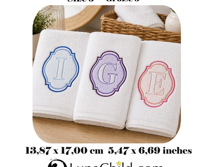 Stickdatei - Set Größe 5 Alphabet Präge Stickmuster - Buchstaben "A - Z" - geprägt -13,87 x 17,00 cm ( 5,47 x 6,69 inches ) LunaChild