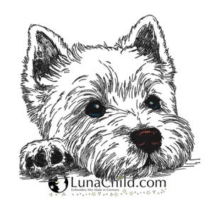 Embroidery design West Highland White Terrier dog "Joda" – Embroidery pattern for light fabrics | LunaChild