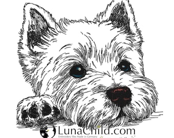 Embroidery design West Highland White Terrier dog "Joda" – Embroidery pattern for light fabrics | LunaChild