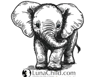 NEU Stickdatei Elefant "Rosy" realistisch kommerzielle Nutzung LunaChild