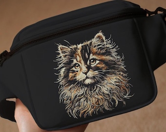 Stickdatei- AUFWENDIG - Schildpatt Katze  "Frieda" - für dunkle Stoffe - LunaChild