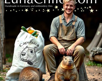 WENIGER STICHE - Stickdatei Capybara "Teddy" LIGHT - für helle Stoffe -  LunaChild