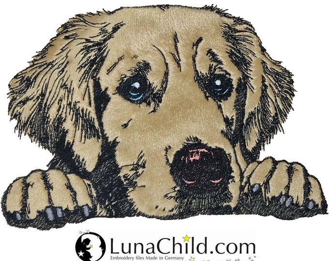 Stickdatei - Applikation Golden Retriever "Walter" - für helle & dunkle Stoffe - 8 Größen - LunaChild - Hund