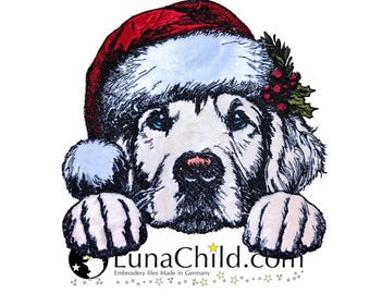 NEU Stickdatei Applikation Golden Retriever "Safira" kommerzielle Nutzung LunaChild Hund Apli Weihnachten