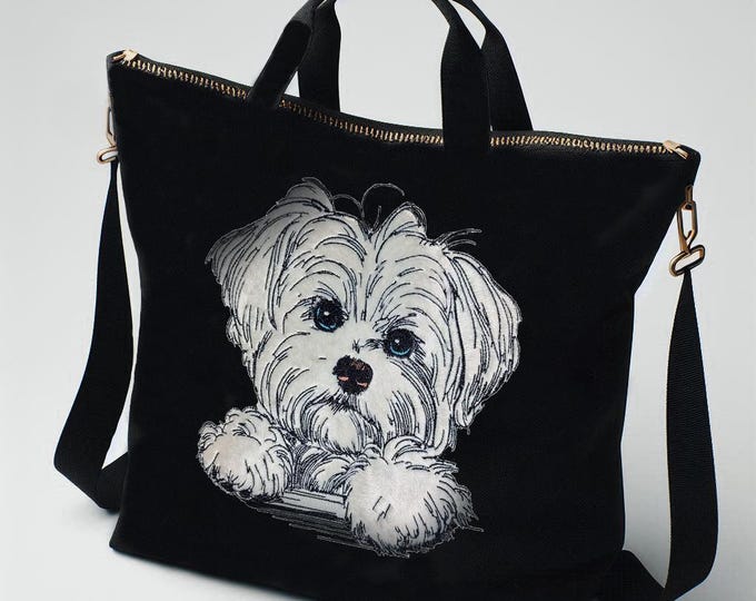 Stickdatei Applikation Malteser - "Nala" - in 10 Größen - für helle & dunkle Stoffe - Hund - LunaChild