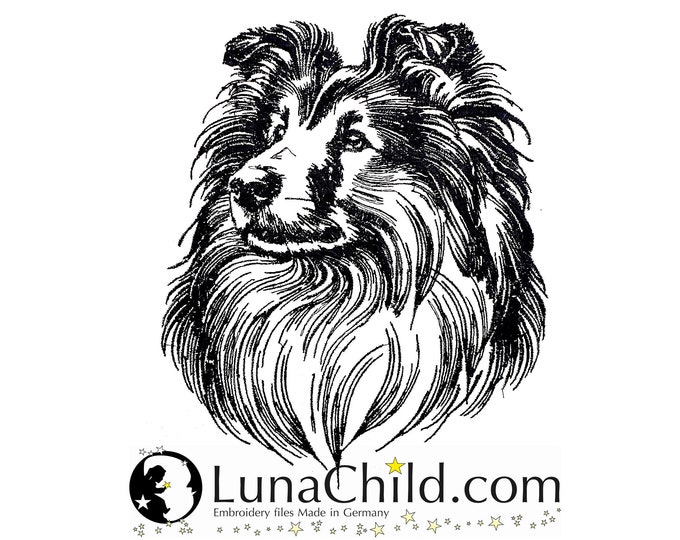 Embroidery file Sheltie "Rico" dog realistic commercial use LunaChild