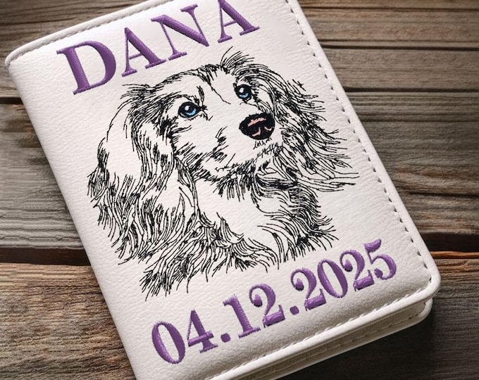 WENIGER STICHE - Stickdatei langhaar Dackel  "Dana" LIGHT - für Helle Stoffe -  Hund - LunaChild - in 10 Größen -