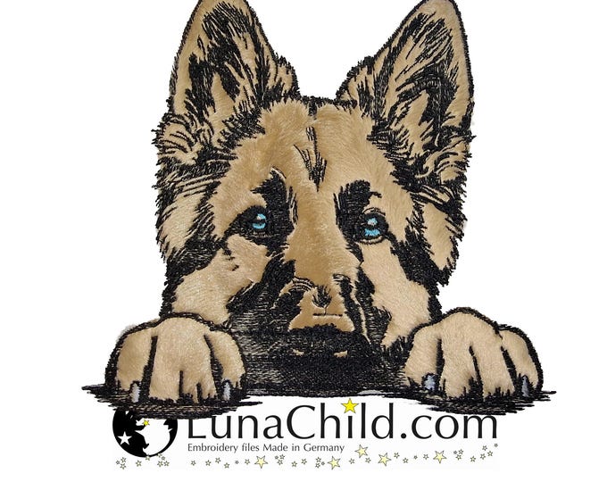 NEU Stickdatei Applikation Deutscher Schäferhund "Helli" kommerzielle Nutzung LunaChild Hund Apli