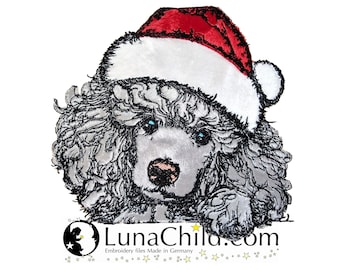 NEU Stickdatei Applikation Pudel "Bolt" kommerzielle Nutzung LunaChild Hund Apli Weihnachten