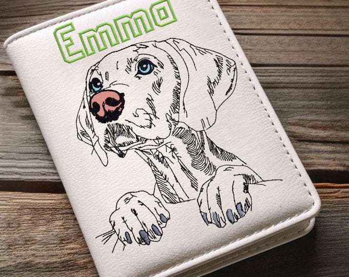 WENIGER STICHE - Stickdatei Weimaraner "Emma" LIGHT - für Helle Stoffe -  Hund - 10 Größen - LunaChild
