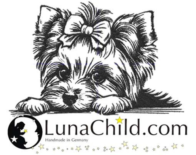Embroidery file Yorkshire Terrier "Elsa" Yorki puppy dog peeking realistic commercial use LunaChild