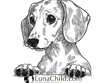 Embroidery design - Dachshund "Izzy" - for light-colored fabrics - Dog - LunaChild