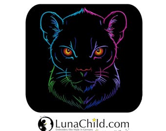 Stickdatei Löwe "Glow" –  Für dunkle Stoffe – 10 Größen – LunaChild Stickmuster