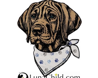 Stickdatei Applikation Rhodesian Ridgeback Welpe  "Elvis" kommerzielle Nutzung LunaChild Hund Apli