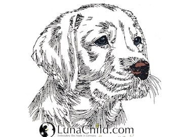 WENIGER STICHE - Stickdatei Labrador Welpe "Arlo" LIGHT - für Helle Stoffe -  Hund - 10 Größen - LunaChild