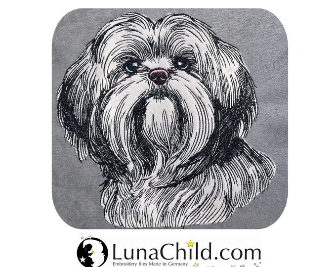Embroidery design appliqué - Shih Tzu "Lilo" - for light & dark fabrics - in 10 sizes LunaChild - Dog - Appliqué