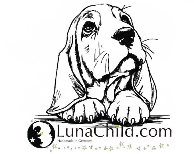 Stickdatei Basset Welpe "Bonnie" Hund spähend realistisch kommerzielle Nutzung LunaChild