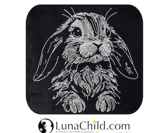 Stickdatei Hase „Schnuffel“ LIGHT – Bunny Embroidery Design – Rabbit Stickdatei – Line Art Stickdatei – 10 Größen – LunaChild